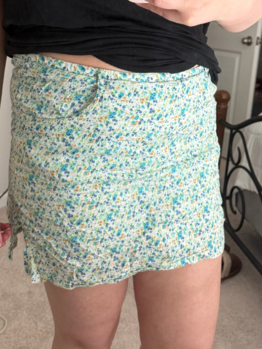 Floral Mini Zip Hipster Hippie Art Shabby Chic Glam Farmhouse Modern Skirt